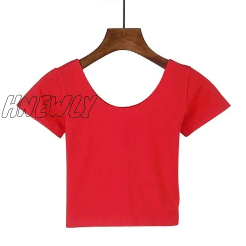 Stretch Women High Quality Sexy U Neck Crop Top 1PC Girls Short Sleeve Female Fashion Best Sell Popular Tee Top T-shirt Hot Sale