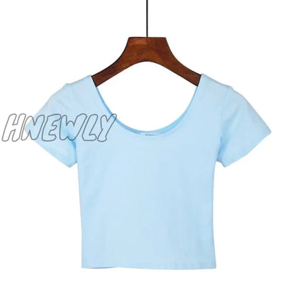 Stretch Women High Quality Sexy U Neck Crop Top 1PC Girls Short Sleeve Female Fashion Best Sell Popular Tee Top T-shirt Hot Sale