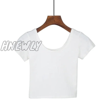 Stretch Women High Quality Sexy U Neck Crop Top 1PC Girls Short Sleeve Female Fashion Best Sell Popular Tee Top T-shirt Hot Sale