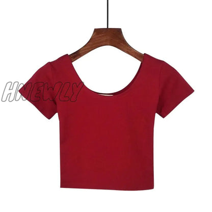 Stretch Women High Quality Sexy U Neck Crop Top 1PC Girls Short Sleeve Female Fashion Best Sell Popular Tee Top T-shirt Hot Sale