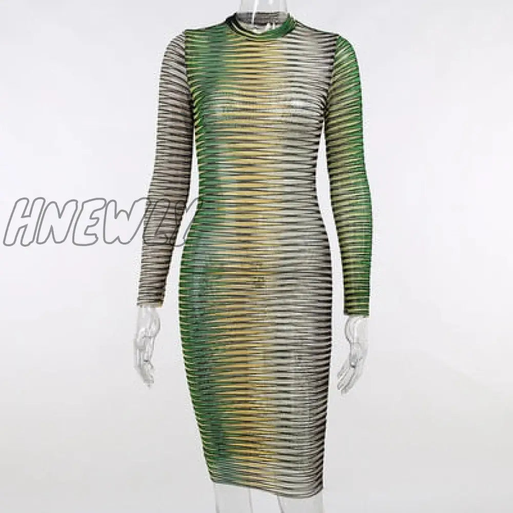 Stripe Mesh Bodycon Vest Dress Women High Street Clothing Lady Birthday Party Wear Summer Sexy Night Club Mini Dress