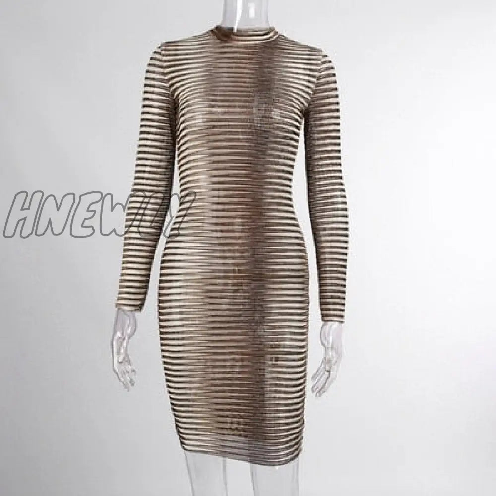 Stripe Mesh Bodycon Vest Dress Women High Street Clothing Lady Birthday Party Wear Summer Sexy Night Club Mini Dress