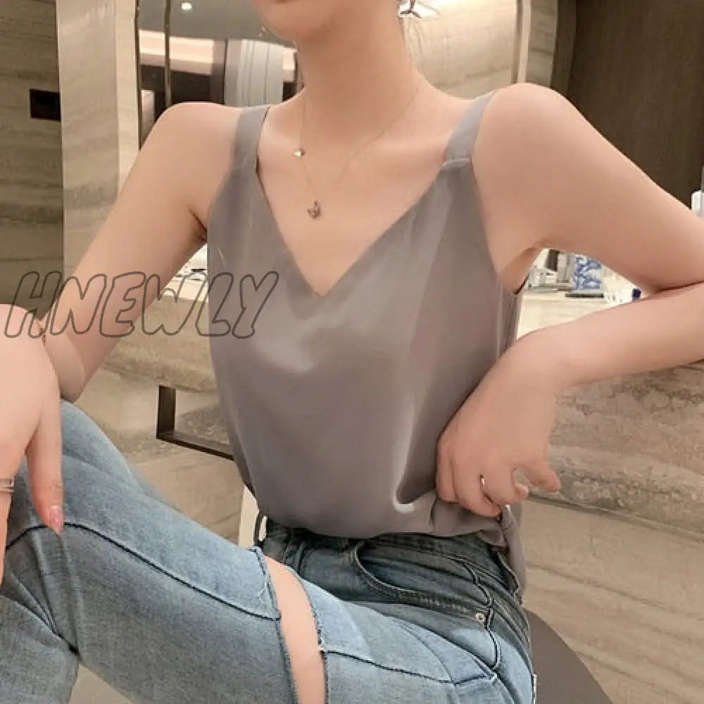 Summer Chiffon Women Tops Camis Sexy Halter Top Woman Sleeveless Solid Tank Tops Female V-neck Camisole Basic White Vest