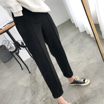 Thicken Women Pencil Pants Spring Winter Plus Size OL Style Wool Female Work Suit Pant Loose Female Trousers Capris