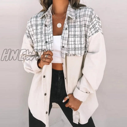 Turn Down Collar Women Long Sleeve Pink Tops Coat Casual Streetwear Button Jackets Female Loose Pocket Patchwork Lapel Outerwear