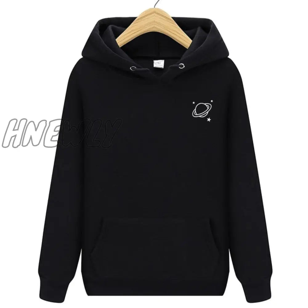 Velvet Winter Women's Cute Saturn Printing Hooded Female Thicken Warm Hoodies Lady Autumn Tops Sweatshirts