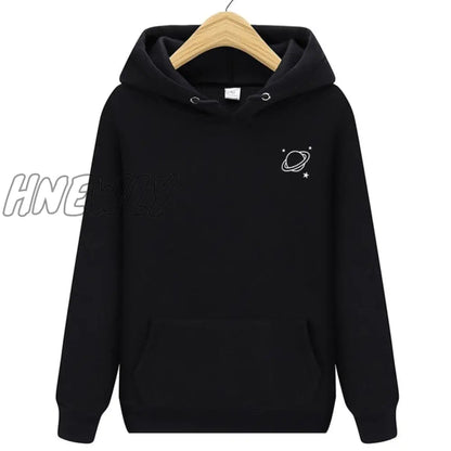 Velvet Winter Women's Cute Saturn Printing Hooded Female Thicken Warm Hoodies Lady Autumn Tops Sweatshirts