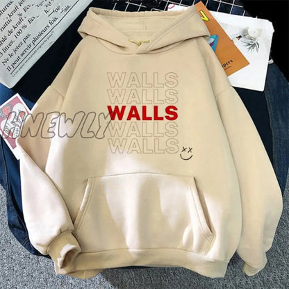 Walls Merch Women Hoodies Louis Tomlinson Smiley Face Sweatshirt Harajuku Oversized Hoodie Streetwear Clothes Winter Coat