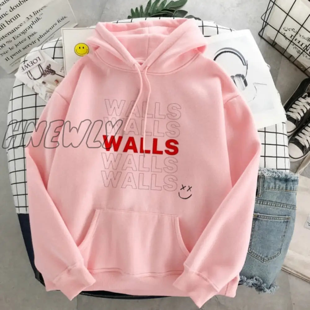 Walls Merch Women Hoodies Louis Tomlinson Smiley Face Sweatshirt Harajuku Oversized Hoodie Streetwear Clothes Winter Coat