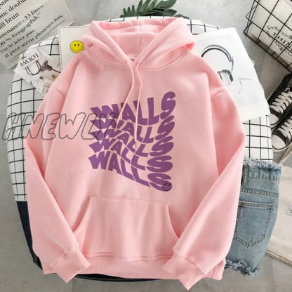 Walls Merch Women Hoodies Louis Tomlinson Smiley Face Sweatshirt Harajuku Oversized Hoodie Streetwear Clothes Winter Coat