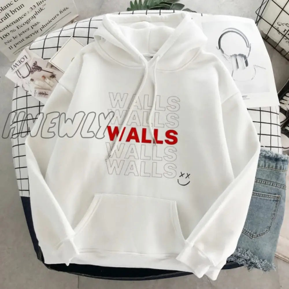 Walls Merch Women Hoodies Louis Tomlinson Smiley Face Sweatshirt Harajuku Oversized Hoodie Streetwear Clothes Winter Coat