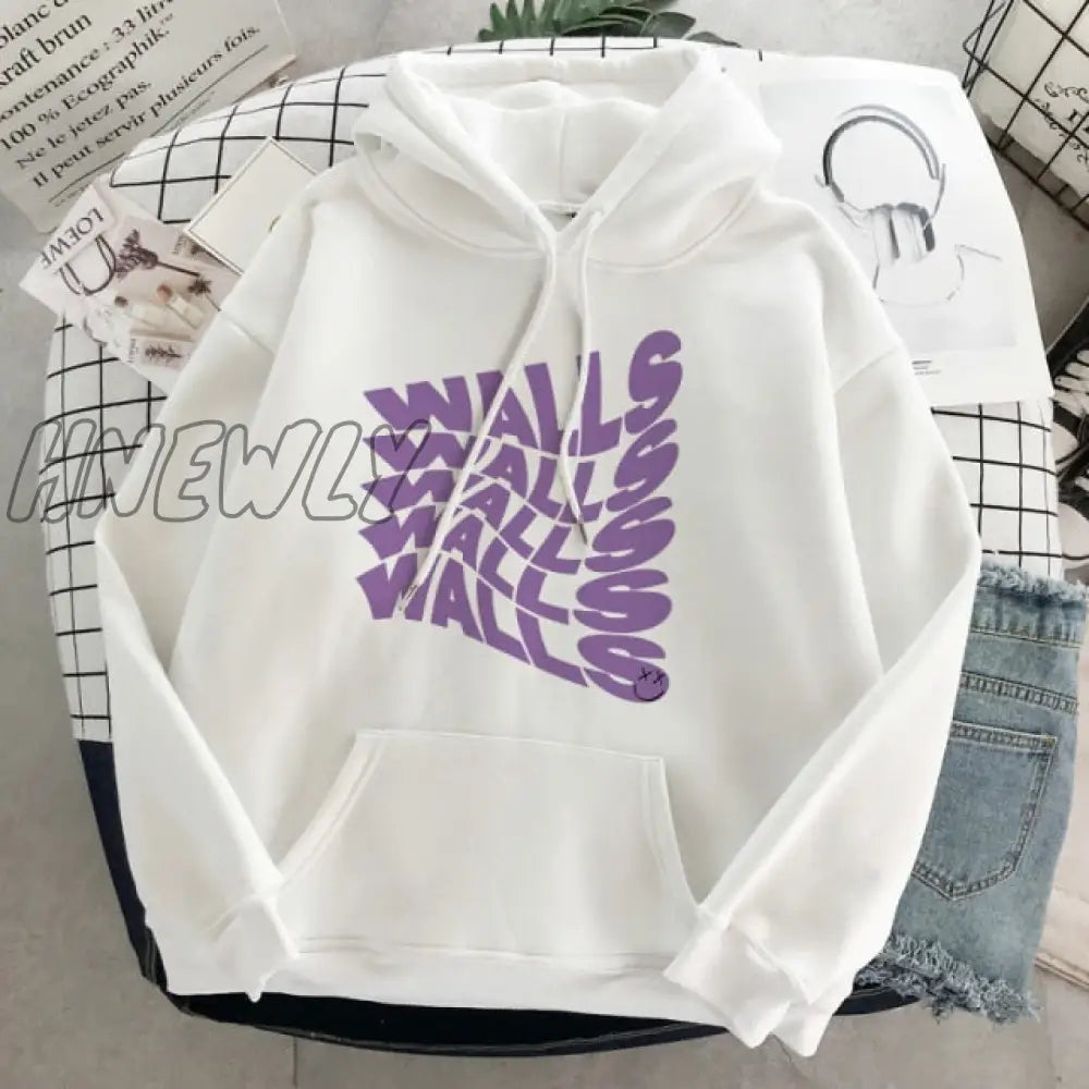 Walls Merch Women Hoodies Louis Tomlinson Smiley Face Sweatshirt Harajuku Oversized Hoodie Streetwear Clothes Winter Coat