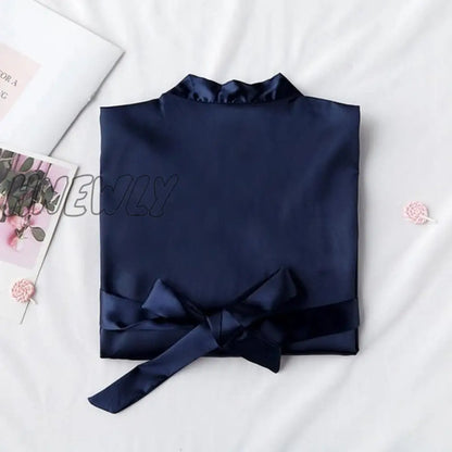 Wedding Bride Bridesmaid Robe Dressing Gown Sexy Women Bathrobe Nightgown Short Sleepwear Casual Flower Kimono Geisha M L XL