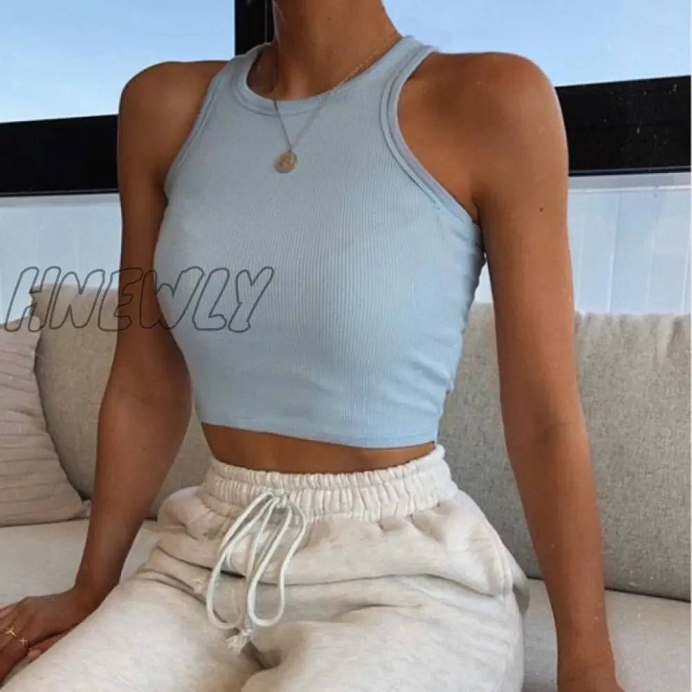 white tank top Women Summer Sexy Crop Top femme Casual Fitness Short black Vest Off Shoulder Women clothes