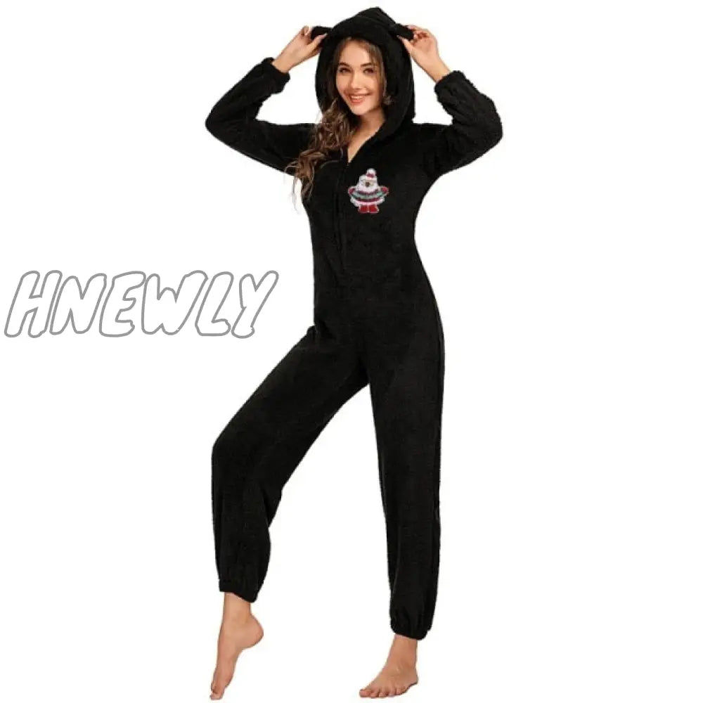 Winter Warm Pyjamas Women Onesies Fluffy Fleece Jumpsuits Sleepwear Overall Hood Sets Pajamas For Women Adult