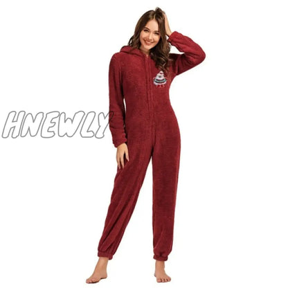 Winter Warm Pyjamas Women Onesies Fluffy Fleece Jumpsuits Sleepwear Overall Hood Sets Pajamas For Women Adult