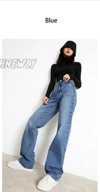 Woman Jeans New Fashion Straight Pants High Waist Casual Mom Baggy Jean Female Full Length Loose Denim Boyfriend Trouser