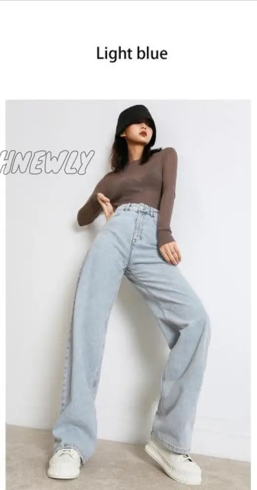 Woman Jeans New Fashion Straight Pants High Waist Casual Mom Baggy Jean Female Full Length Loose Denim Boyfriend Trouser