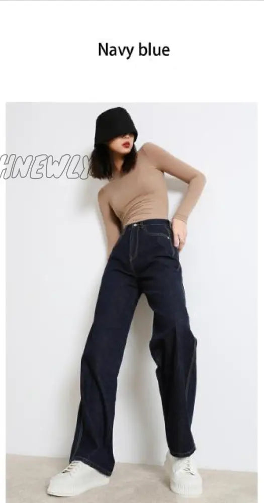 Woman Jeans New Fashion Straight Pants High Waist Casual Mom Baggy Jean Female Full Length Loose Denim Boyfriend Trouser