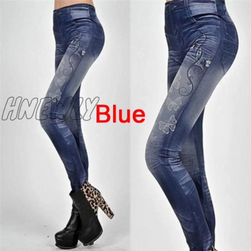 Women Leggings Denim Jeans Pants With Pocket Slim Leggings Women Fitness Blue Black Leggins