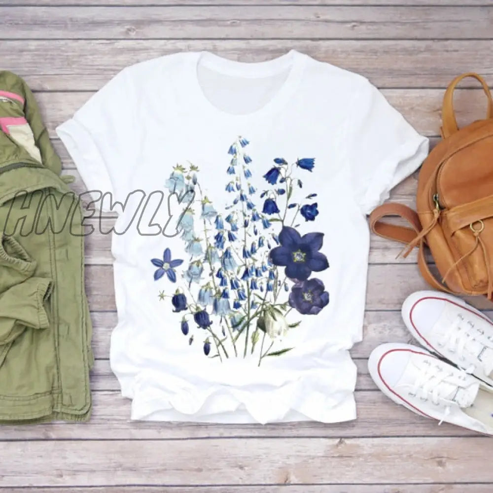 Women Summer Short Sleeve Floral Flower Fashion Lady T-shirts Top T Shirt Ladies Womens Graphic Female Tee T-Shirt