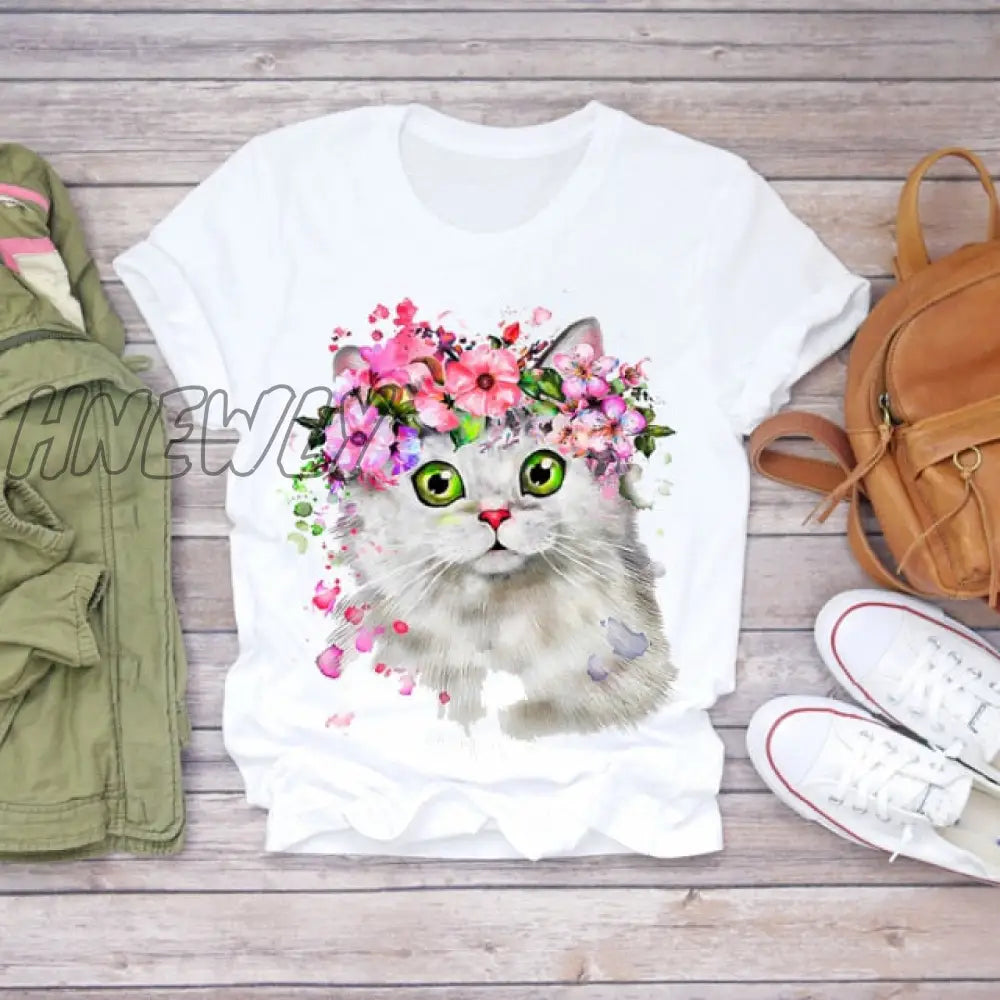 Women Summer Short Sleeve Floral Flower Fashion Lady T-shirts Top T Shirt Ladies Womens Graphic Female Tee T-Shirt