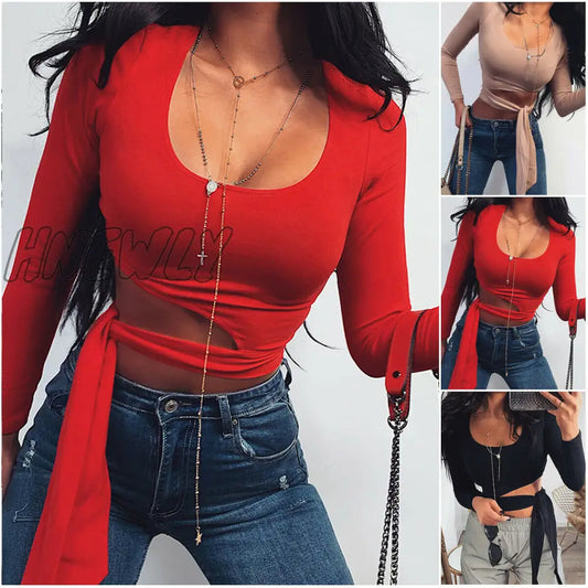 Women T-shirt Long Sleeve Top Ladies Bodycon Casual T Shirt Sexy Ladies Shirt Womens Clothing Party Clothes Women Tee Shirts