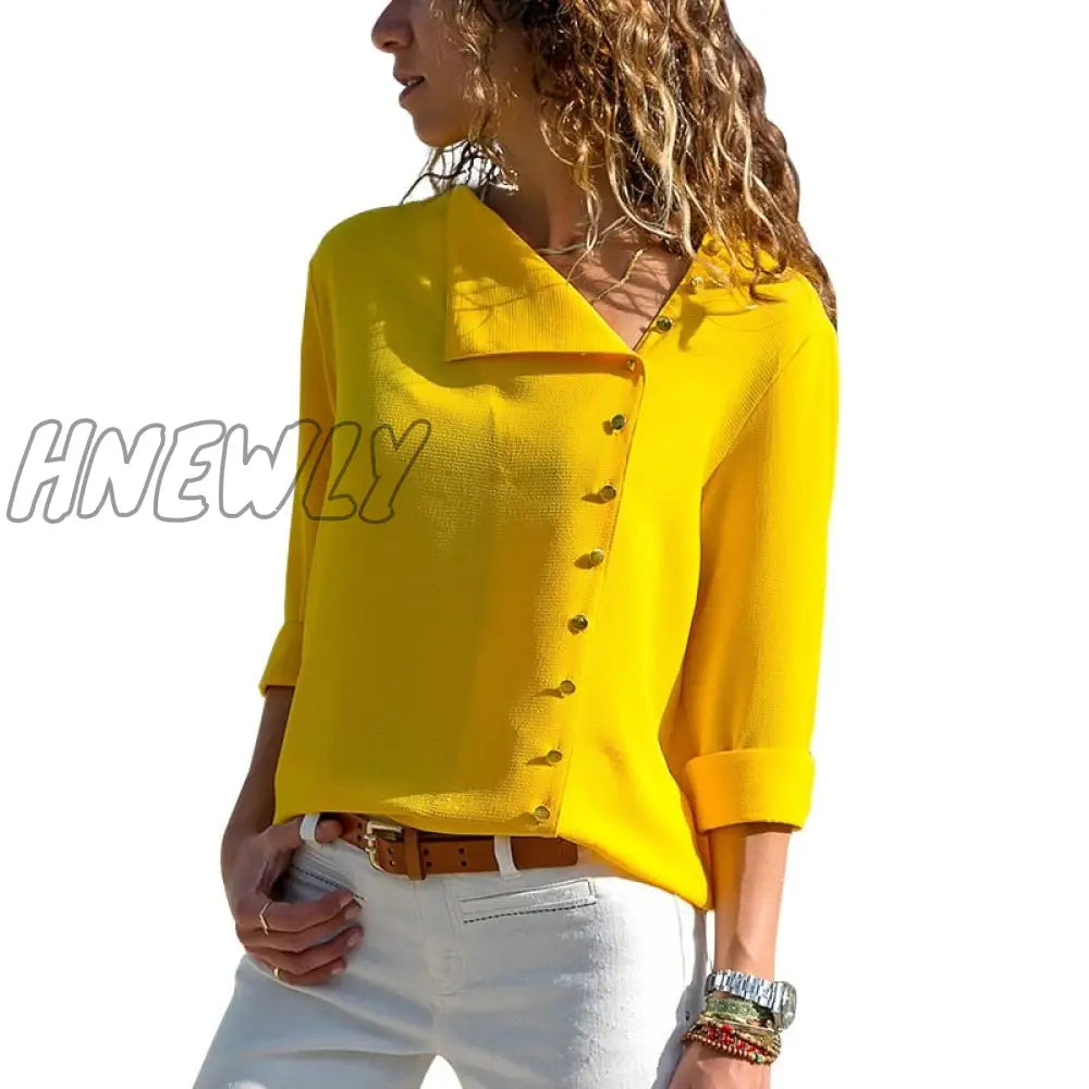 Women Tops And Blouses Fashion Long Sleeve Skew Collar Chiffon Blouse Casual Tops Plus Size Elegent Work Wear Shirt