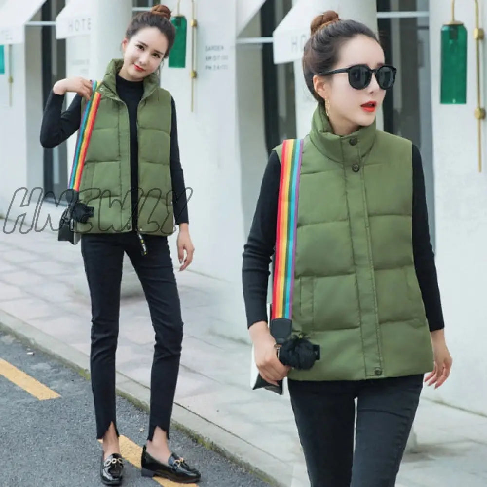 Women Vest Mandarin Collar Sleeveless Short Coat Women Jacket Waistcoat Female Plus Size Chalecos Para Mujer Autumn Winter