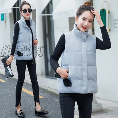 Women Vest Mandarin Collar Sleeveless Short Coat Women Jacket Waistcoat Female Plus Size Chalecos Para Mujer Autumn Winter