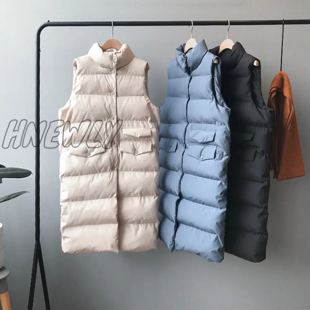 Women Winter Vest Coat Stand Collar Women Long Vest Warm Women Tops Vest Chaleco Mujer Gilet Casaco Feminino Winter Outfits Aesthetic