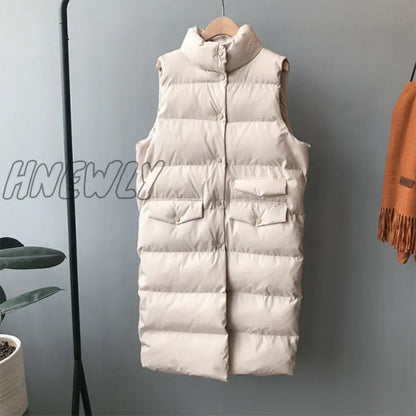 Women Winter Vest Coat Stand Collar Women Long Vest Warm Women Tops Vest Chaleco Mujer Gilet Casaco Feminino Winter Outfits Aesthetic