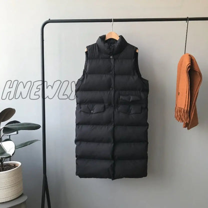 Women Winter Vest Coat Stand Collar Women Long Vest Warm Women Tops Vest Chaleco Mujer Gilet Casaco Feminino Winter Outfits Aesthetic