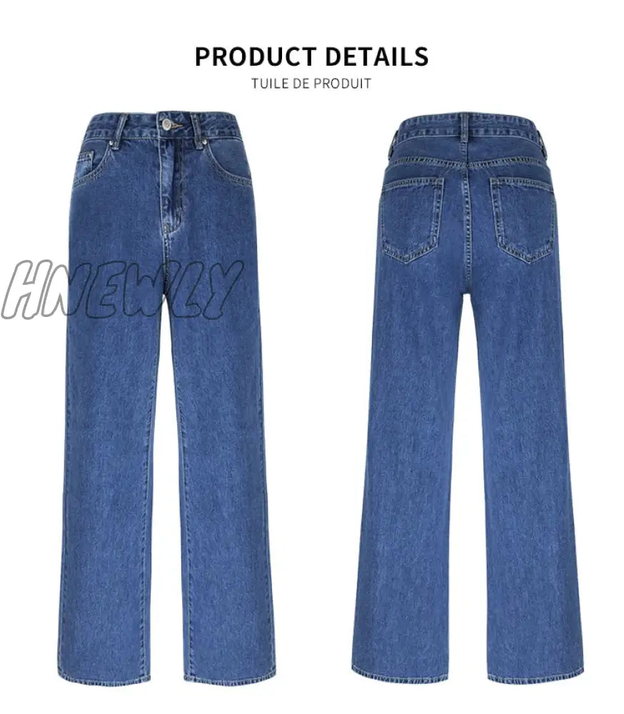 Women's Pants Baggy Jeans Women Fashion Denim Trousers Straight Leg Pants Y2k Jeans High Waist Loose Blue Washed Mom Jeans