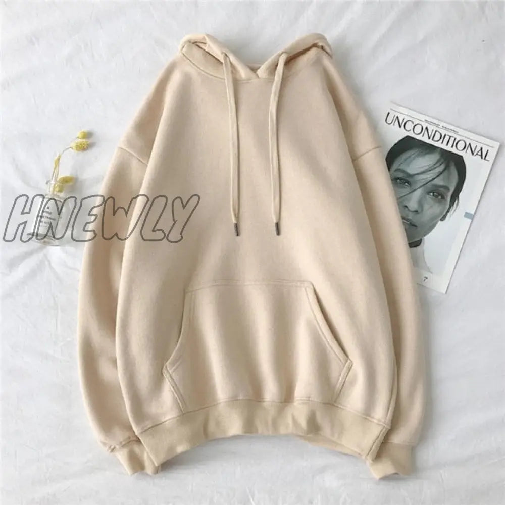 Women's Solid Color Sweatshirts Drawstring Casual Full Sleeve Hooded Pullovers Autumn Winter Pocket Loose Hoodies