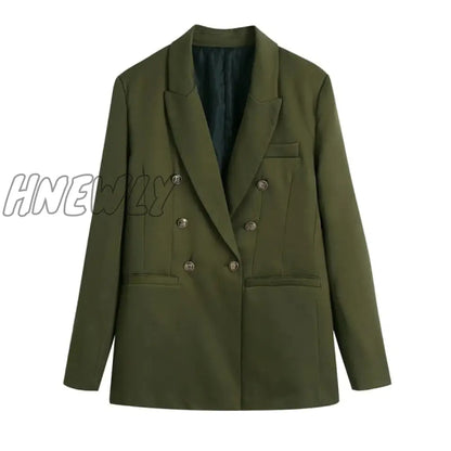 XIKOM Women Two-piece Set Vintage green Office Lady Double Breasted Blazer coat Female Casual Slim High Waist Skirt Suit