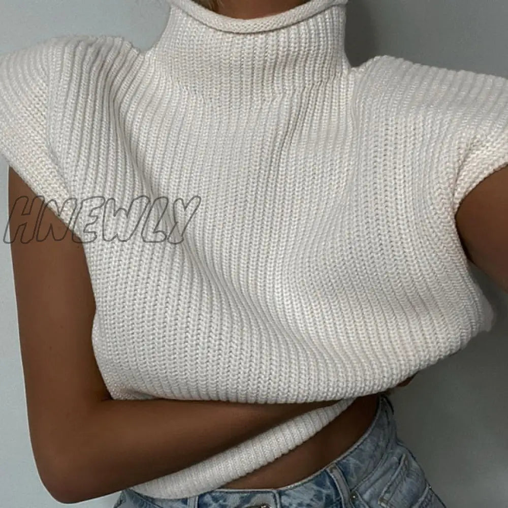 Yuan'S and winter new pure color woolen sweater  sexy temperament high neck short sleeve sweater top female