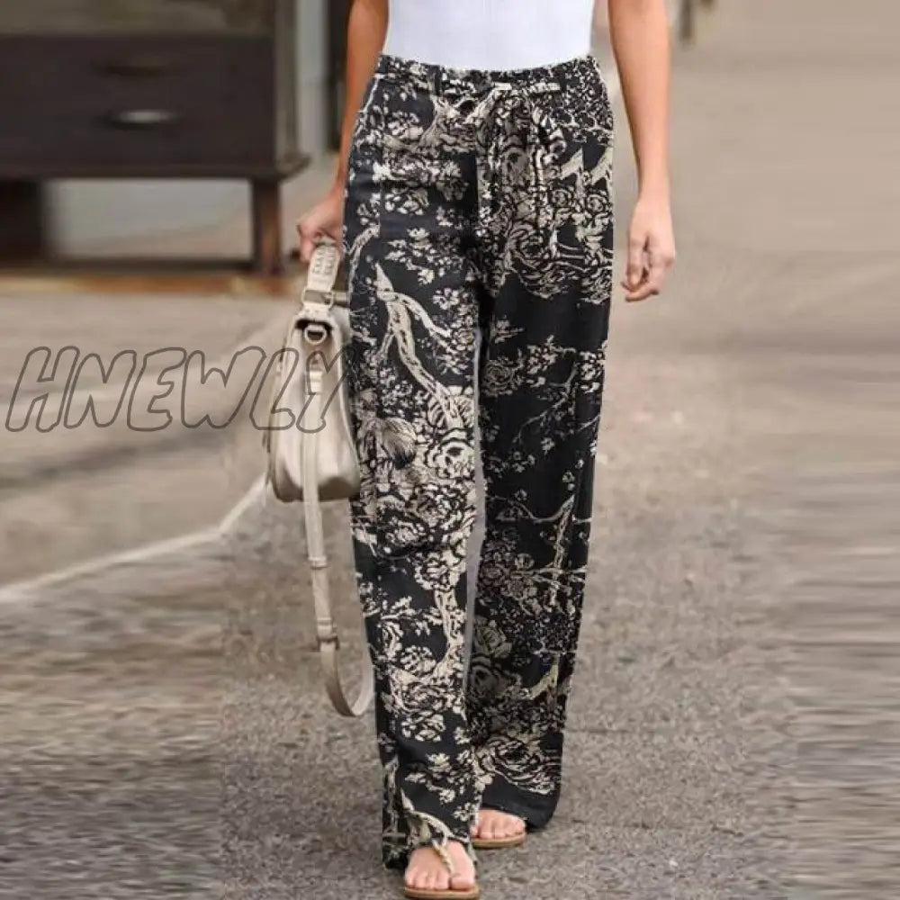 ZANZEA kaftan Spring Pants Women's Printed Trousers Casual Elastic Waist Pantalon Palazzo Female Drawstring Turnip