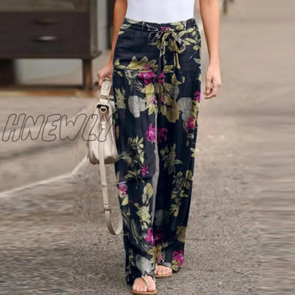 ZANZEA kaftan Spring Pants Women's Printed Trousers Casual Elastic Waist Pantalon Palazzo Female Drawstring Turnip