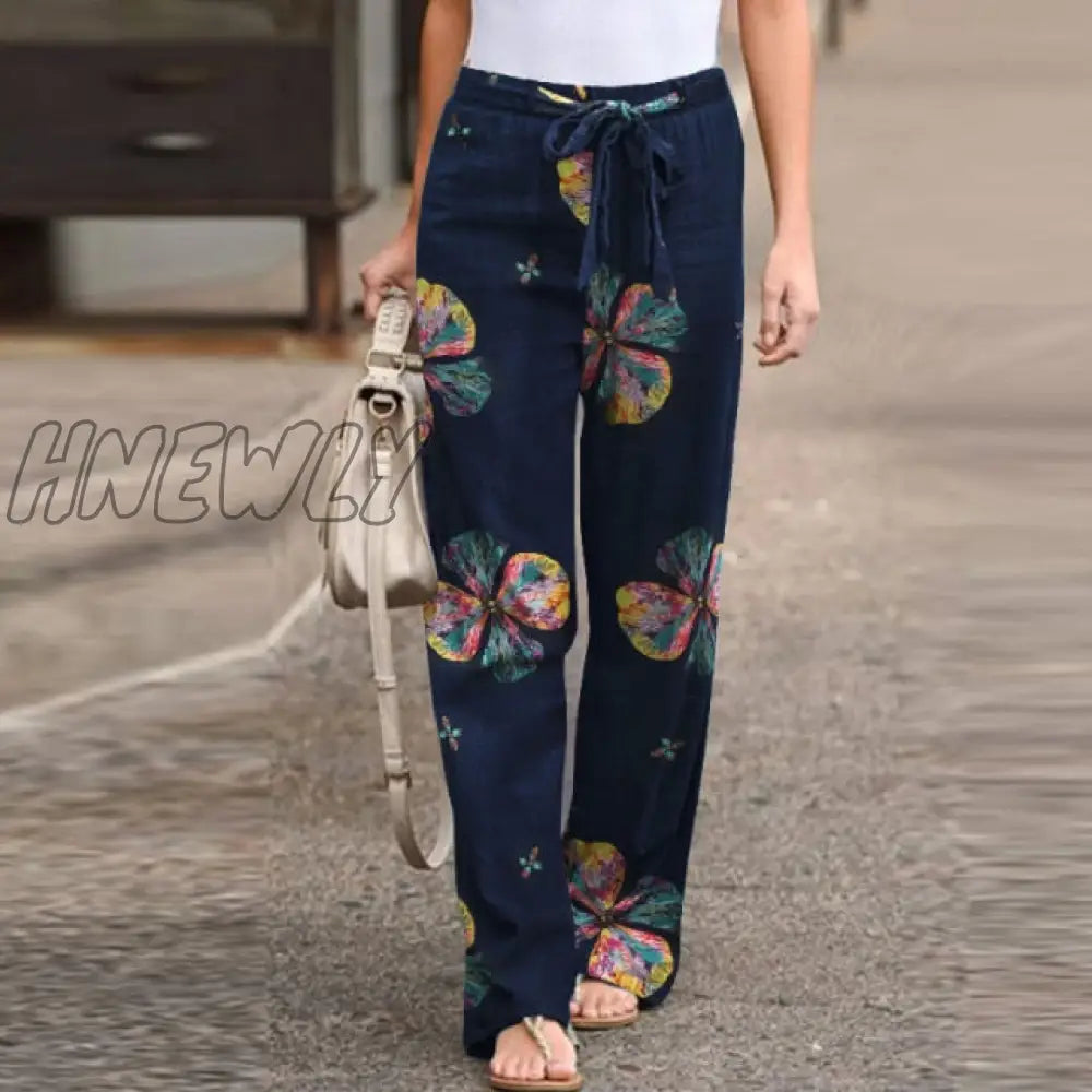 ZANZEA kaftan Spring Pants Women's Printed Trousers Casual Elastic Waist Pantalon Palazzo Female Drawstring Turnip